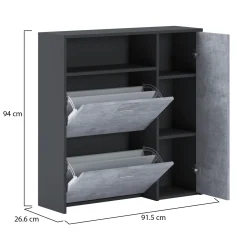 Mobile per ingresso da parete 3 ante antracite e cemento 91x94h cm - Dafenagya