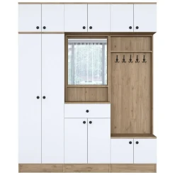 Mobile per ingresso e cassetto noce e bianco 179x226h cm - Adonis