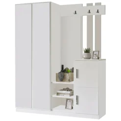 Mobili Da Ingresso > Dmora Mobile per ingresso grande 3 ante 147x179h cm - Hene Bianco
