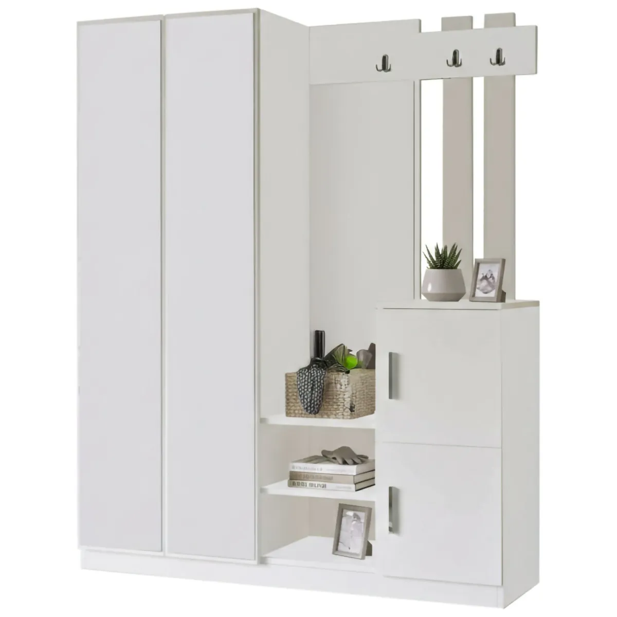 Mobili Da Ingresso > Dmora Mobile per ingresso grande 3 ante 147x179h cm - Hene Bianco