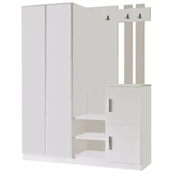 Mobili Da Ingresso > Dmora Mobile per ingresso grande 3 ante 147x179h cm - Hene Bianco