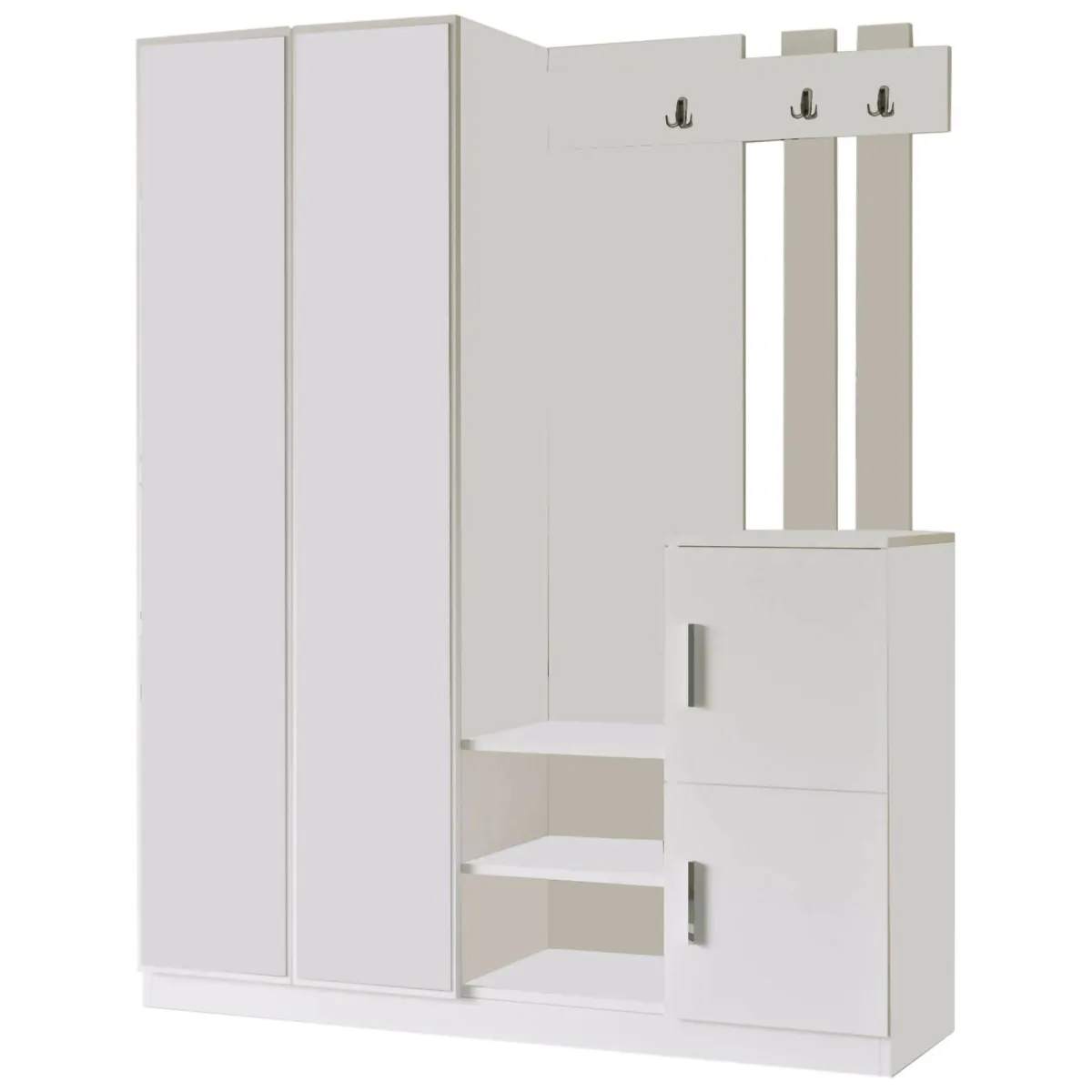 Mobili Da Ingresso > Dmora Mobile per ingresso grande 3 ante 147x179h cm - Hene Bianco