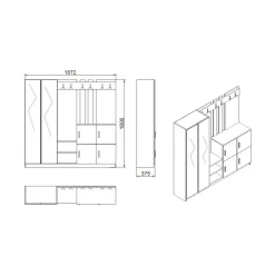 Mobile per ingresso grande 4 ante quercia e antracite 187x180h cm - Artin