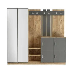 Mobile per ingresso grande 4 ante quercia e antracite 187x180h cm - Artin