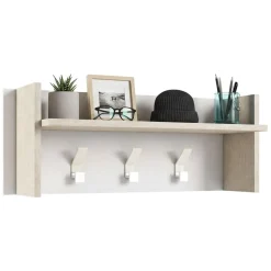 Mobili Da Ingresso|Ingresso > Dmora Mobile per ingresso minimal sospeso bianco e rovere 90x34h cm - Angry Marrone, Bianco Rovere