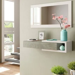 Mobile per ingresso piccolo sospeso bianco e rovere 95x19h cm - Arty