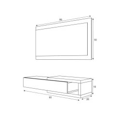 Mobile per ingresso piccolo sospeso bianco e rovere 95x19h cm - Arty