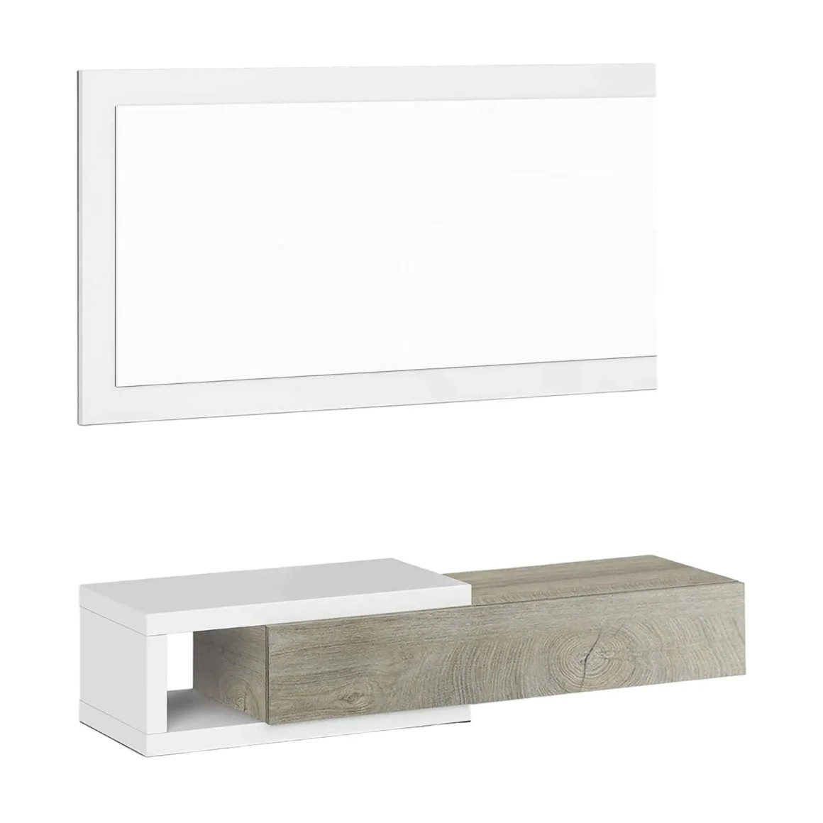 Mobile per ingresso piccolo sospeso bianco e rovere 95x19h cm - Arty