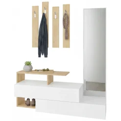 Mobili Da Ingresso|Ingresso > Dmora Mobile per ingresso sospeso 2 ante bianco e rovere 137x54h cm - Ascari Marrone, Bianco Rovere