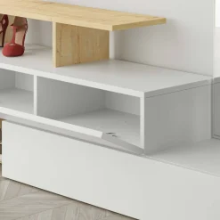 Mobili Da Ingresso|Ingresso > Dmora Mobile per ingresso sospeso 2 ante bianco e rovere 137x54h cm - Ascari Marrone, Bianco Rovere