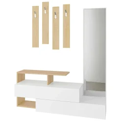 Mobili Da Ingresso|Ingresso > Dmora Mobile per ingresso sospeso 2 ante bianco e rovere 137x54h cm - Ascari Marrone, Bianco Rovere