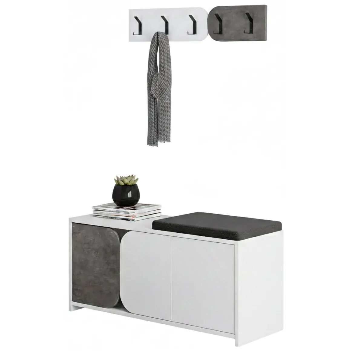 Mobile per ingresso sospeso 3 ante grigio e bianco 104x52h cm - Riga
