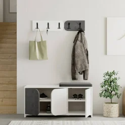 Mobile per ingresso sospeso 3 ante grigio e bianco 104x52h cm - Riga