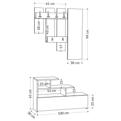 Mobili Da Ingresso > Dmora Mobile per ingresso sospeso 30x99h cm - Gert Bianco