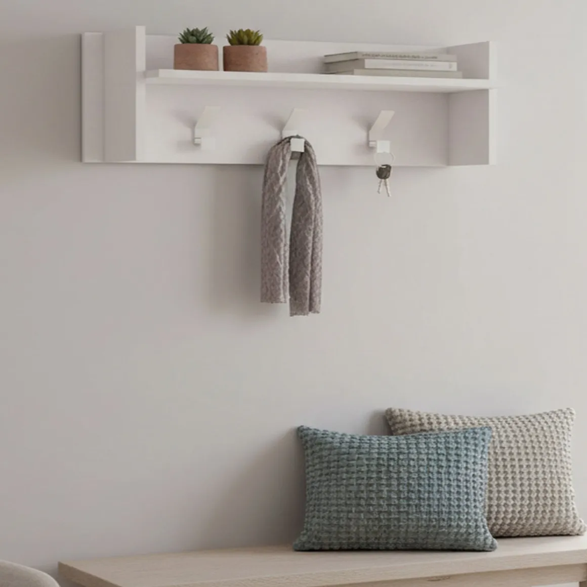 Mobili Da Ingresso > Dmora Mobile per ingresso sospeso 99x61h cm - Yagi Bianco