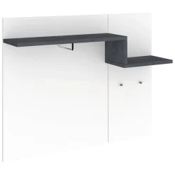 Mobili Da Ingresso|Ingresso > Dmora Mobile per ingresso sospeso bianco lucido e ardesia 120x100h cm - Mugello Grigio Ardesia, Bianco Lucido