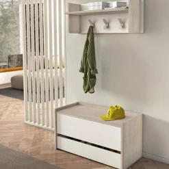 Mobili Da Ingresso > Dmora Mobile per ingresso sospeso con scarpiera beige e grigio 100x190h cm - Garolfo Grigio, Beige Cashmere
