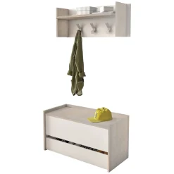 Mobili Da Ingresso > Dmora Mobile per ingresso sospeso con scarpiera beige e grigio 100x190h cm - Garolfo Grigio, Beige Cashmere