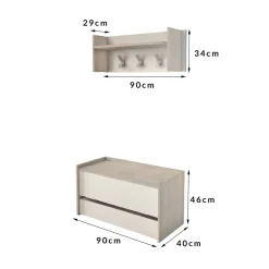 Mobili Da Ingresso > Dmora Mobile per ingresso sospeso con scarpiera beige e grigio 100x190h cm - Garolfo Grigio, Beige Cashmere