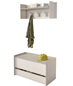 Mobili Da Ingresso > Dmora Mobile per ingresso sospeso con scarpiera beige e grigio 100x190h cm - Garolfo Grigio, Beige Cashmere