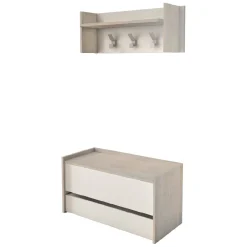 Mobili Da Ingresso > Dmora Mobile per ingresso sospeso con scarpiera beige e grigio 100x190h cm - Garolfo Grigio, Beige Cashmere