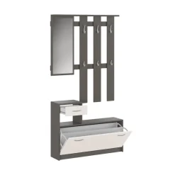 Mobili Da Ingresso > Dmora Mobile per ingresso sospeso con scarpiera beige e grigio 100x190h cm - Garolfo Grigio, Beige Cashmere
