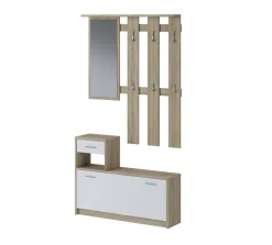 Mobile per ingresso sospeso con scarpiera bianco e rovere 100x190h cm - Garolfo