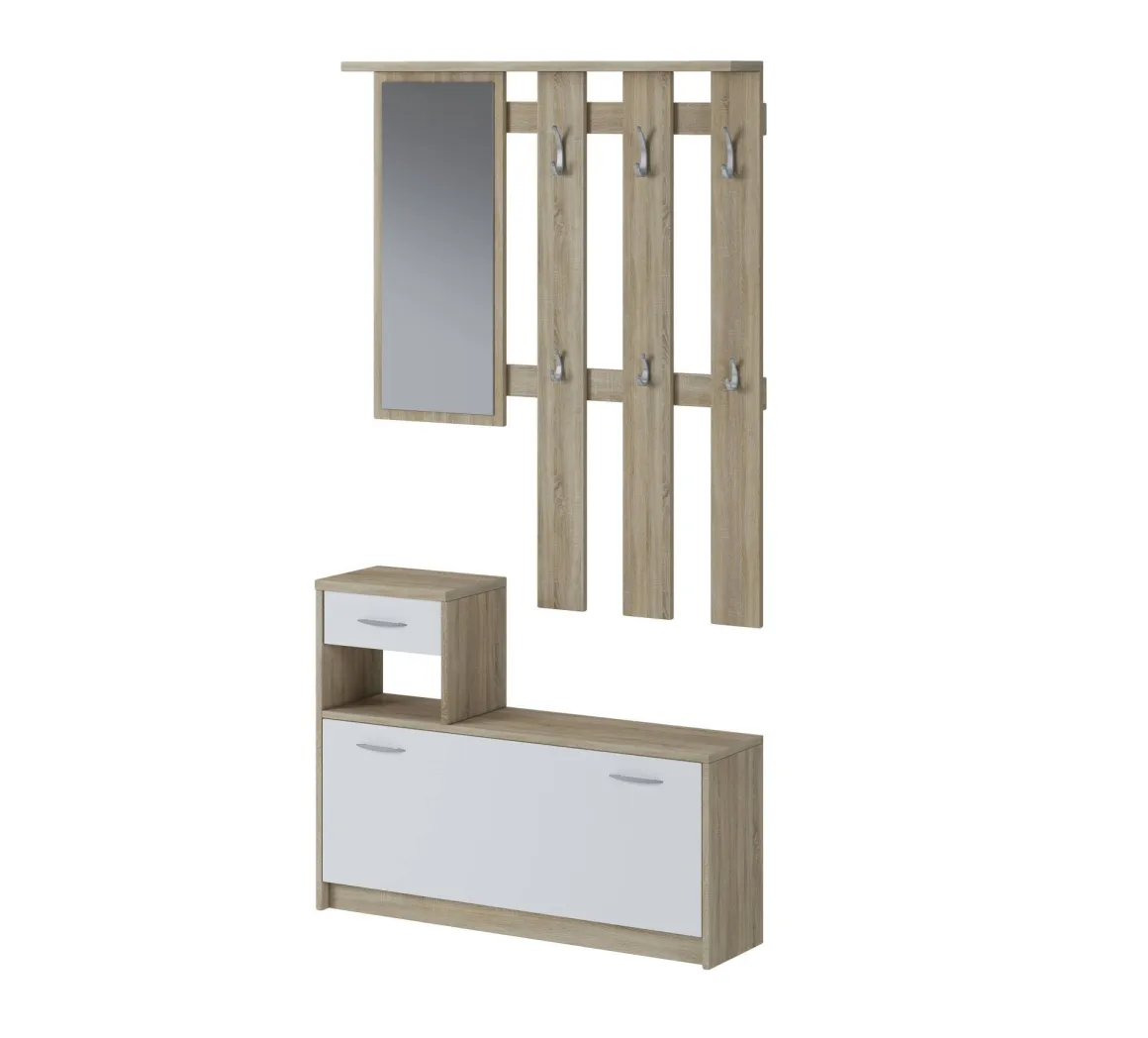 Mobile per ingresso sospeso con scarpiera bianco e rovere 100x190h cm - Garolfo