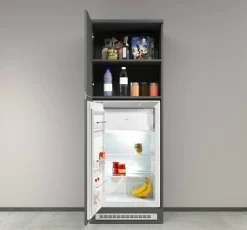 Cucina|Mobili Dispensa > Dmora Mobile portafrigo 2 ante 60x165h cm antracite e ardesia - Mesarthim Grigio Ardesia, Nero Antracite