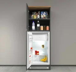 Mobile portafrigo 2 ante 60x165h cm antracite e rovere - Mesarthim