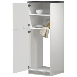 Cucina|Mobili Dispensa > Dmora Mobile portafrigo 2 ante 60x165h cm bianco lucido e ardesia - Mesarthim Grigio Ardesia, Bianco Lucido