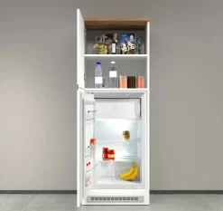 Mobile portafrigo 2 ante 60x165h cm bianco lucido e rovere - Mesarthim