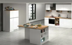 Mobile portafrigo 2 ante 60x165h cm bianco lucido e rovere - Mesarthim