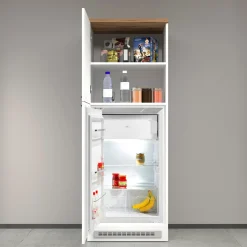 Mobile portafrigo 2 ante 60x165h cm bianco lucido e rovere - Mesarthim