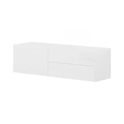Mobile porta TV Amleto, cm 110x40h35, Bianco lucido