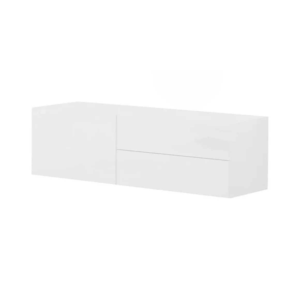 Mobile porta TV Amleto, cm 110x40h35, Bianco lucido