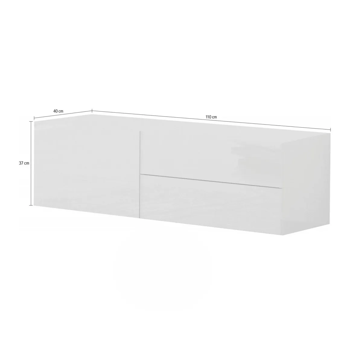 Mobile porta TV Amleto, cm 110x40h35, Bianco lucido