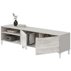Mobile Porta tv Beige Bianco Anticato Cassetti un Ripiano 180x40x47h cm, 2 Ante - Nociglia