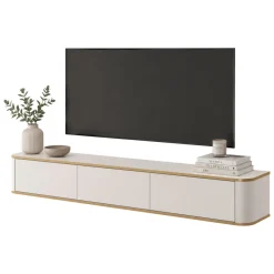 Mobile Porta tv Beige Cashmere oro 3 Cassetti un Ripiano 200x34x28h cm, 3 Vani - Kahate