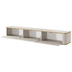 Mobili Porta Tv > Dmora Mobile Porta tv Beige Cashmere oro 3 Ripiani 4 Ante 181x39x62h cm, con led - Kalerora Oro, Beige Cashmere