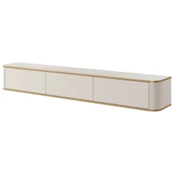 Mobili Porta Tv > Dmora Mobile Porta tv Beige Cashmere oro 3 Ripiani 4 Ante 181x39x62h cm, con led - Kalerora Oro, Beige Cashmere