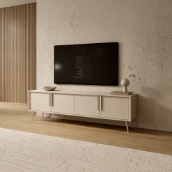 Mobile Porta tv Beige Cashmere un Ripiano 4 Ante 187x40x83h cm, con Piedini - Kalorile