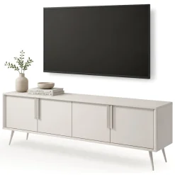 Mobile Porta tv Beige Cashmere un Ripiano 4 Ante 187x40x83h cm, con Piedini - Kalorile