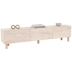 Mobile Porta tv Beige Marmo Antracite 3 Ante 3 Vani 180x31x42h cm, Apertura a Ribalta - Baluffi