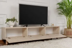 Mobile Porta tv Beige Marmo Antracite 3 Ante 3 Vani 180x31x42h cm, Apertura a Ribalta - Baluffi