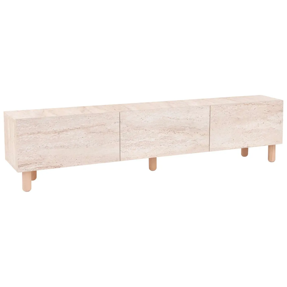 Mobile Porta tv Beige Marmo Antracite 3 Ante 3 Vani 180x31x42h cm, Apertura a Ribalta - Baluffi