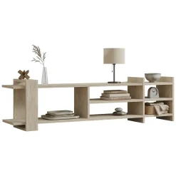 Mobili Porta Tv > Dmora Mobile Porta tv Beige Marmo Beige Marmo 2 Ripiani 5 Vani 156x30x40h cm, Peso Supportato 40 kg - Zubiena Beige Marmo, Beige Marmo