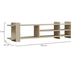 Mobili Porta Tv > Dmora Mobile Porta tv Beige Marmo Beige Marmo 2 Ripiani 5 Vani 156x30x40h cm, Peso Supportato 40 kg - Zubiena Beige Marmo, Beige Marmo