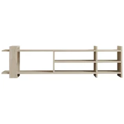 Mobili Porta Tv > Dmora Mobile Porta tv Beige Marmo Beige Marmo 2 Ripiani 5 Vani 156x30x40h cm, Peso Supportato 40 kg - Zubiena Beige Marmo, Beige Marmo