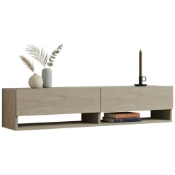 Mobili Porta Tv > Dmora Mobile Porta tv 2 Ripiani 2 Ante 141x30x31h cm, 4 Vani - Olmi Beige Marmo
